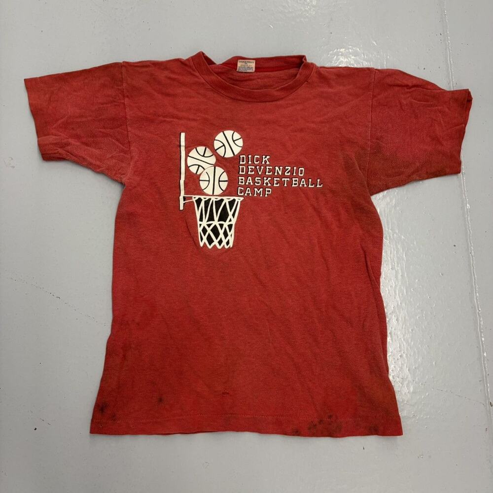 Vintage 70s Dick Devenzio Red Basketball Champion Baby Tee
